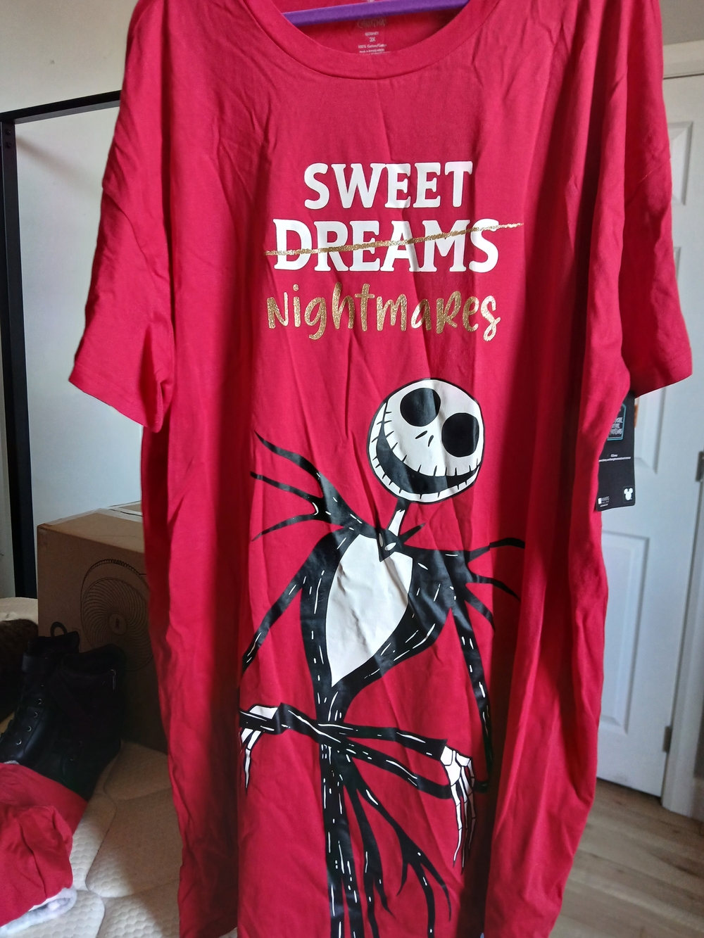 Disney Red Short Sleeve Tee - Jack Skellington Tag Detail - 2X